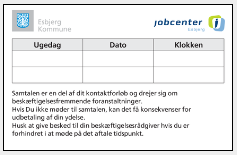 Visitkort med to aftaler